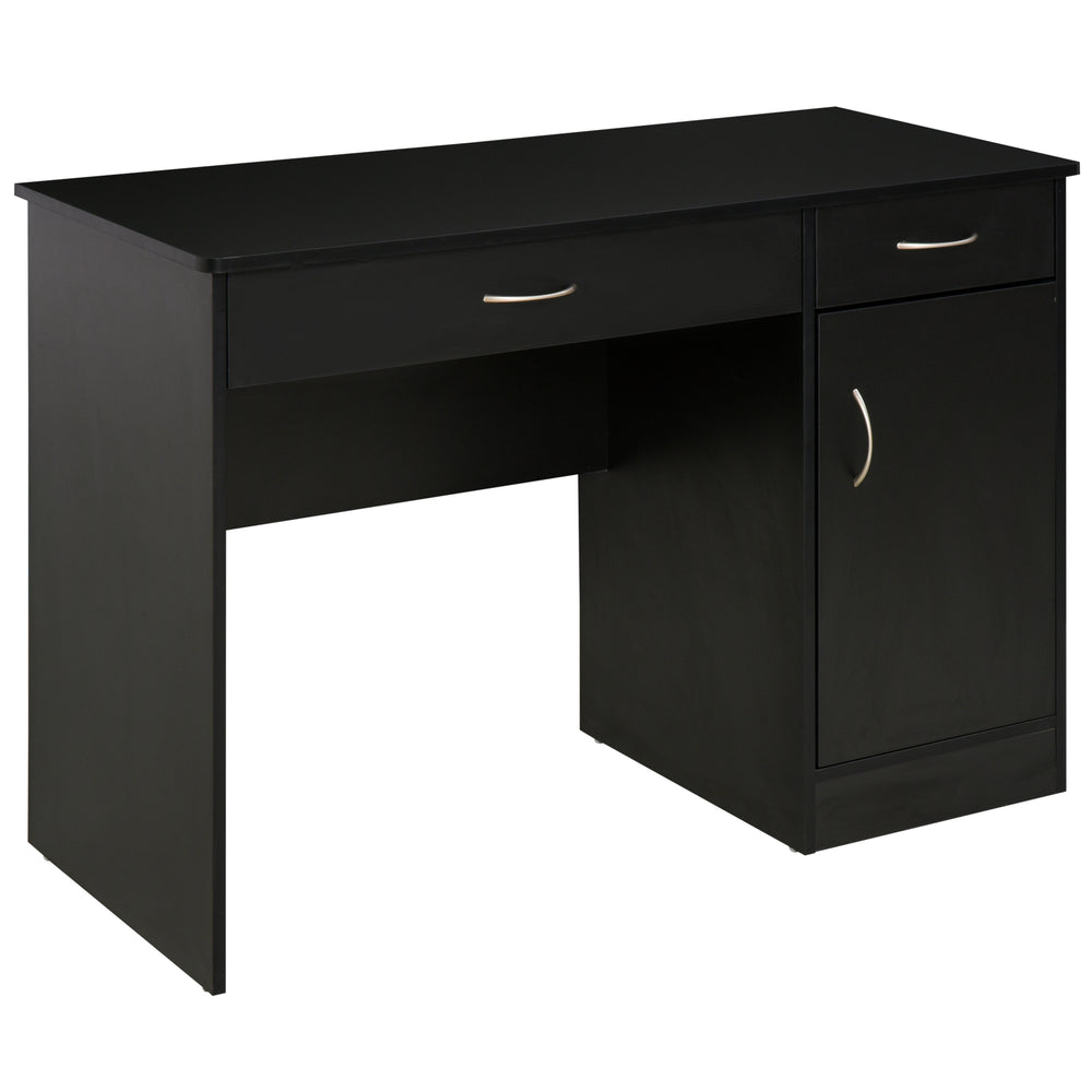 Bureau d'ordinateur avec tiroirs de rangement, armoire et étagère réglable, noir