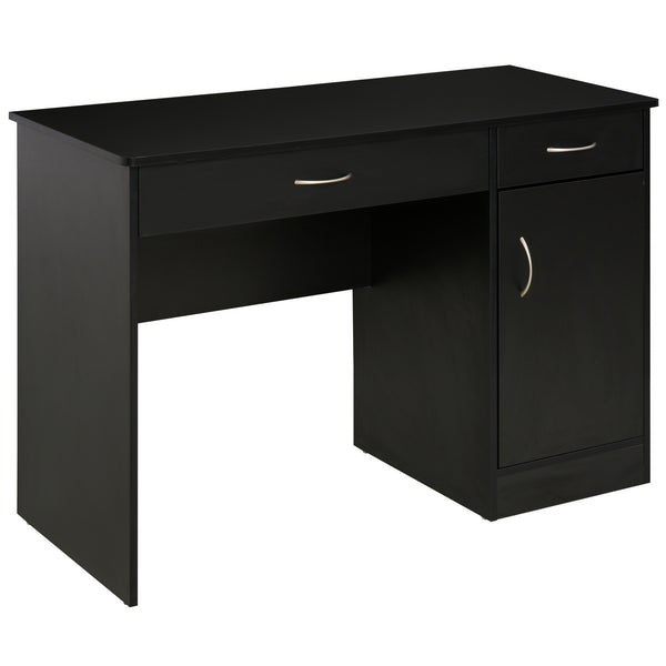Bureau d'ordinateur avec tiroirs de rangement, armoire et étagère réglable, noir