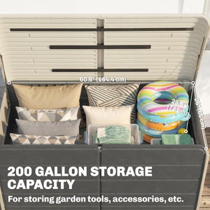 Coffre de rangement extérieur avec couvercle verrouillable et roulettes, 757 L