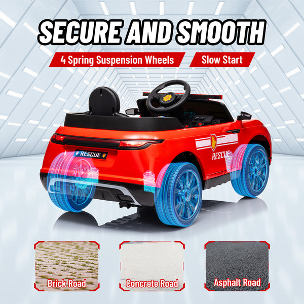 Camion de pompiers 12 V avec télécommande, rouge