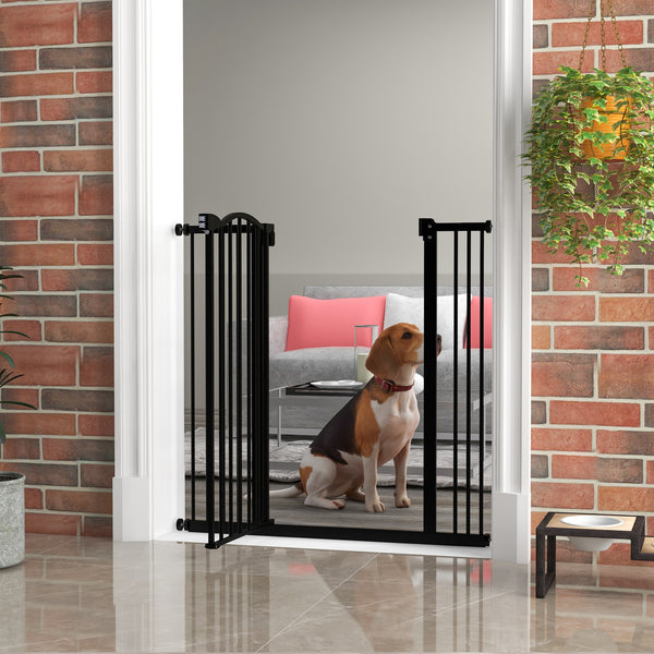 Barrière pour chien extra haute avec porte, noire