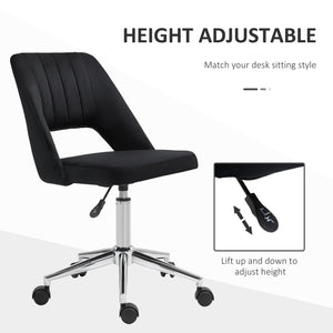 Black velvet mid-back office chair