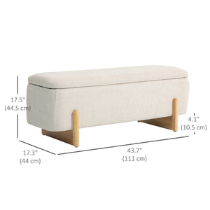 Banc ottoman avec rangement et assise rembourrée – Blanc crème