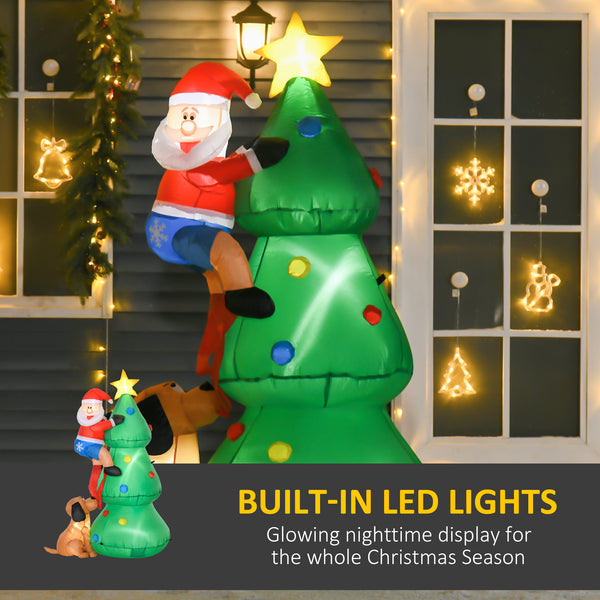 Sapin de Noël gonflable avec Père Noël et chien de 6 pieds