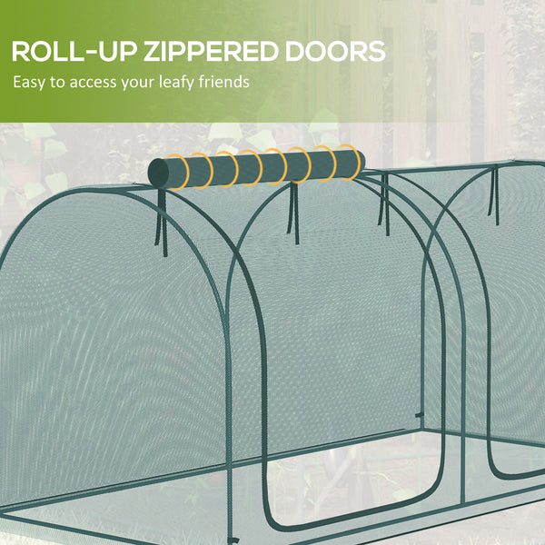 Grow cage with two zippered doors and 4 ground stakes