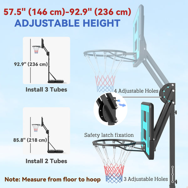 Basketball hoop with stand, weighted base and unbreakable backboard