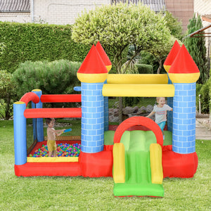 Château gonflable 9,2 x 9,5 pi, 4 en 1 pour enfants avec trampoline, toboggan, piscine, panier et souffleur
