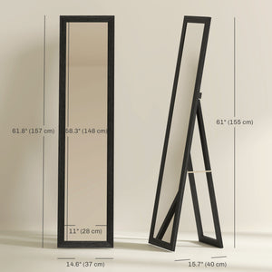 Miroir pleine longueur 38 x 157 cm pour chambre à coucher, noir