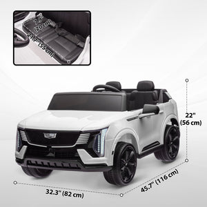 Cadillac Escalade 12V, voiture électrique pour enfants sous licence, avec télécommande, blanc