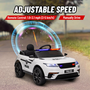 Voiture de police électrique 12 V avec télécommande, blanc