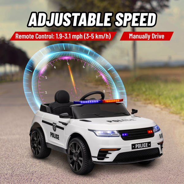 Voiture de police électrique 12 V avec télécommande, blanc