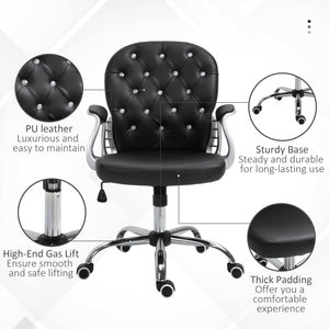 Office chair with padded seat and tufted backrest, black
