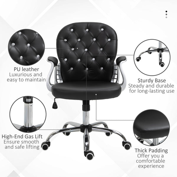 Office chair with padded seat and tufted backrest, black