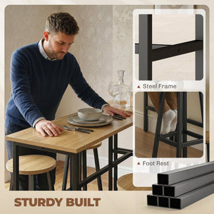 Bar Table Set of 6, Bar Table and Stools for 4, 2 Breakfast Tables and 4 Stools for Living Room, Grey-Brown