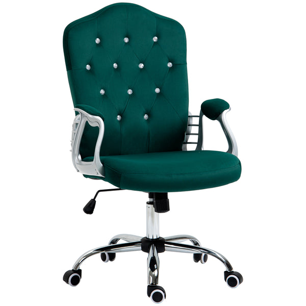 Chaise de bureau en velours, verte.