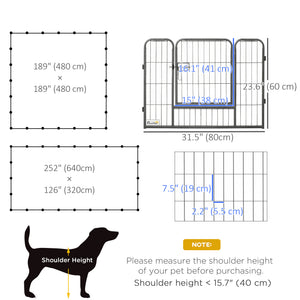 24-panel dog playpen, grey