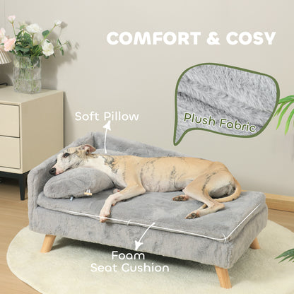 Canapé-lit pour chiens de taille moyenne avec coussin, oreiller, housse amovible et lavable, gris clair