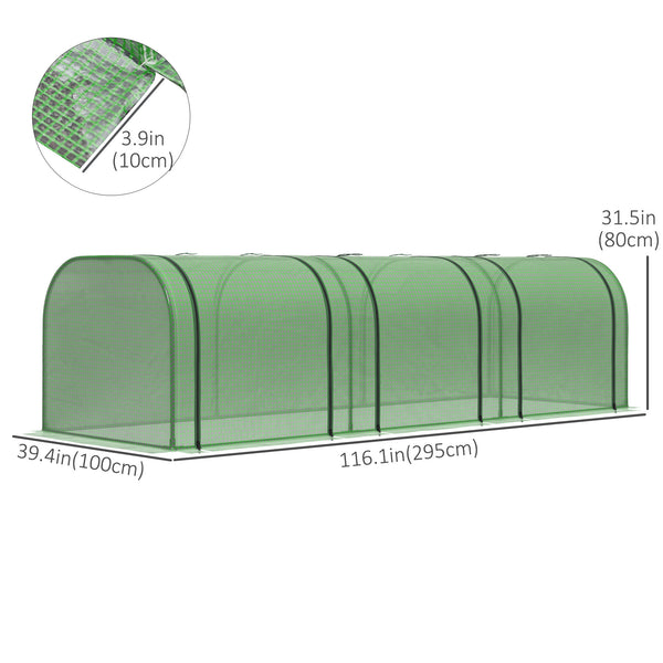 Miniature tunnel greenhouse with polyethylene cover