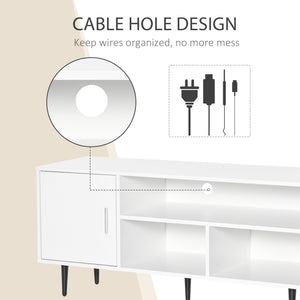 Meuble TV moderne pour téléviseurs jusqu'à 60 pouces avec étagère de rangement, blanc