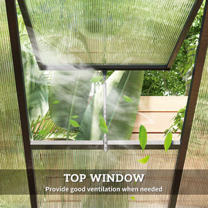 Polycarbonate garden greenhouse, anthracite grey