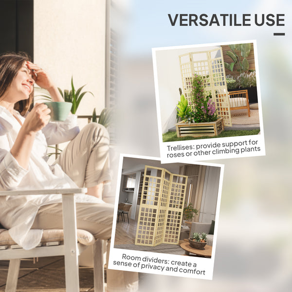 Paravent d'extérieur à 3 panneaux en bois naturel