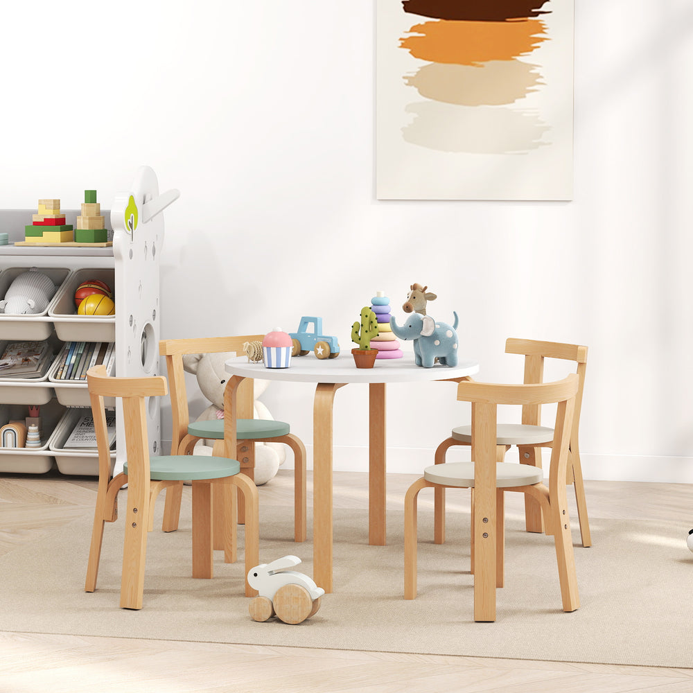Ensemble table et chaises en bois pour enfants, vert