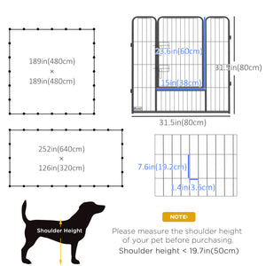 24-panel dog playpen, grey