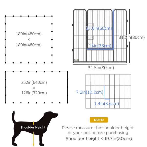 24-panel dog playpen, grey