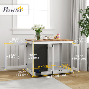 Meuble cage de 39" avec tableau noir, trois portes, blanc