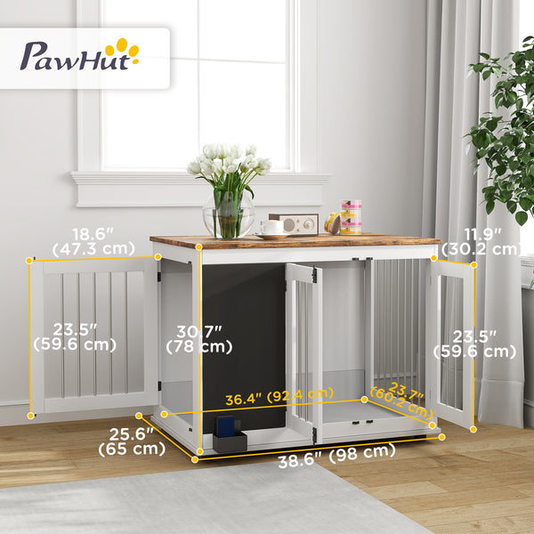 Meuble cage de 39" avec tableau noir, trois portes, blanc