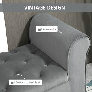 Banc ottoman de rangement capitonné à bouton, gris