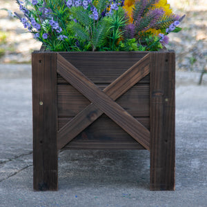 Raised planter, carbonized finish