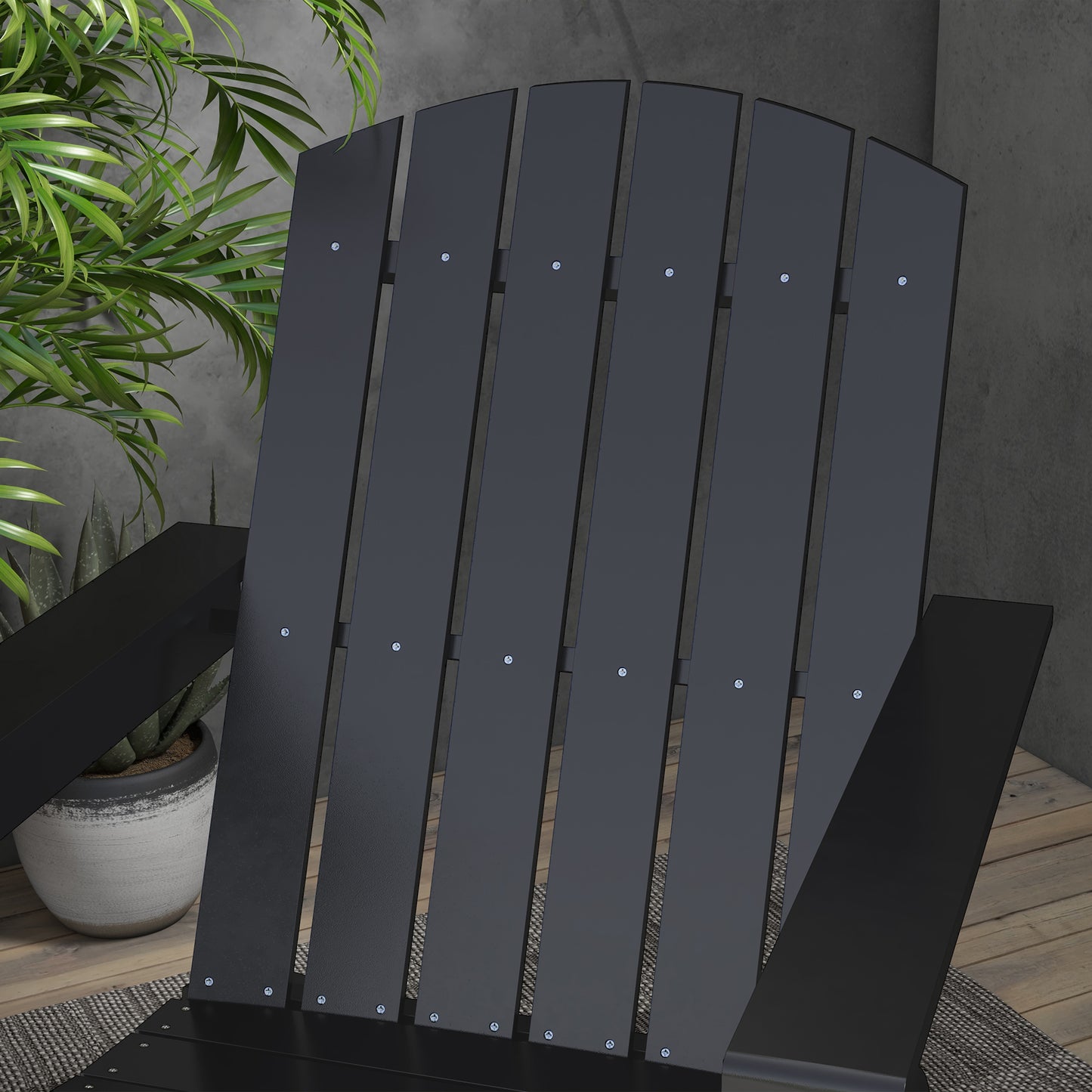 Chaise Adirondack Muskoka en peuplier avec dossier haut et large assise, noire
