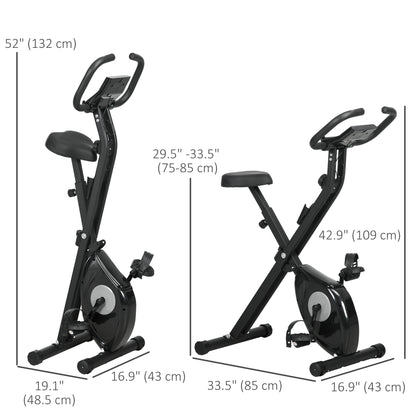 Vélo d'appartement pliable avec résistance magnétique à 8 niveaux, écran LCD, support de téléphone pour salle de sport à domicile, noir