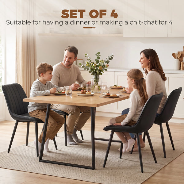 Ensemble de 4 chaises de salle à manger en similicuir avec pieds en métal, noir