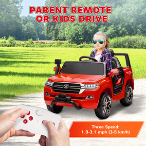 Voiture pour enfants 12V Toyota Land Cruiser sous licence avec télécommande, rouge