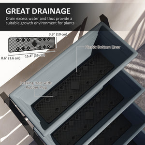 5-Tier Raised Plant Stand with Drainage Holes, Grey