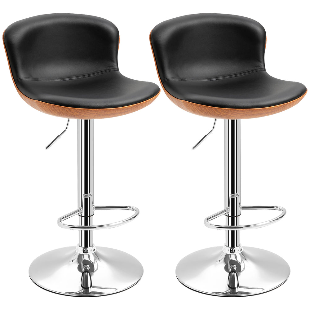 Lot de 2 tabourets de bar modernes avec dossier et repose-pieds pivotants, noir