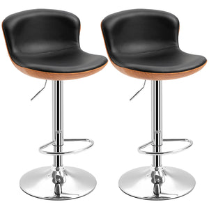 Lot de 2 tabourets de bar modernes avec dossier et repose-pieds pivotants, noir