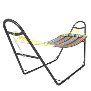 Hammock with Stand, Heavy Duty Camping Hammock with Detachable Pillow and Spreader Bar, 264 lbs Capacity, Multicolor