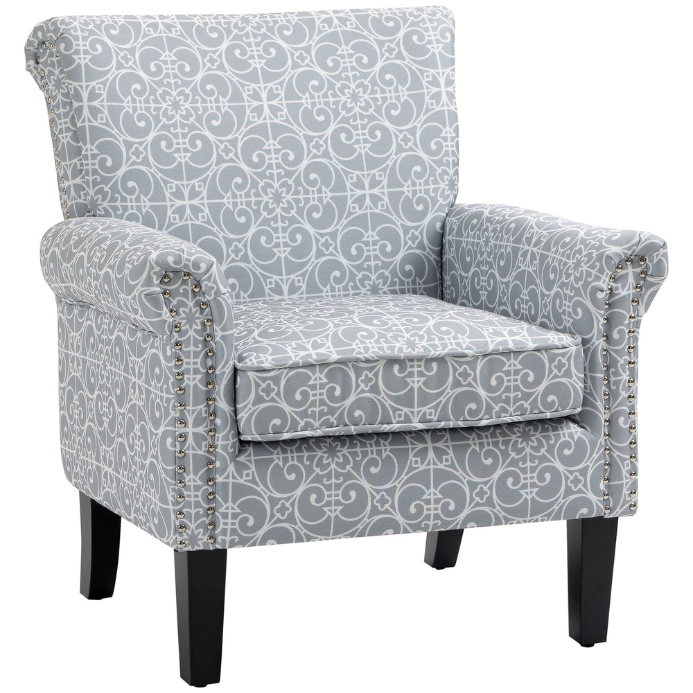 Fauteuil d'appoint rembourré avec tissu doux en lin, gris