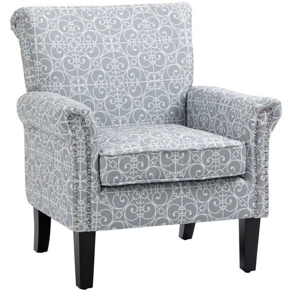 Fauteuil d'appoint rembourré avec tissu doux en lin, gris