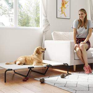 Lit surélevé pour chien avec maille respirante, beige