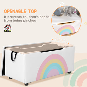 Toy box with lid and side handles, white