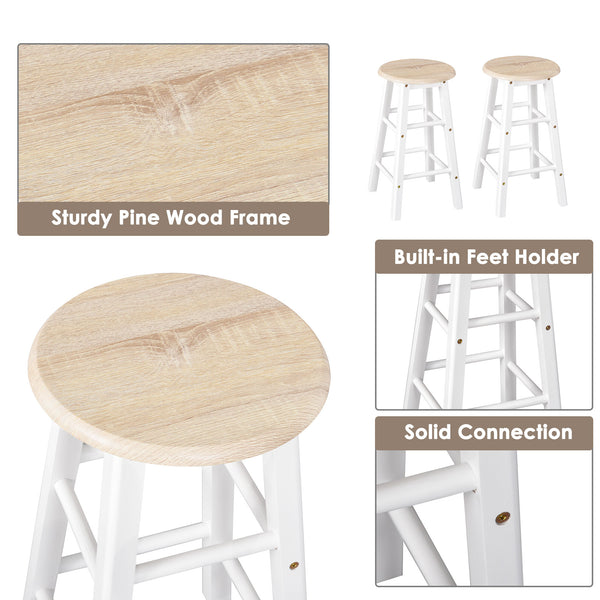3-piece kitchen trolley including a drop-leaf breakfast table and 2 stools, in wood and white.