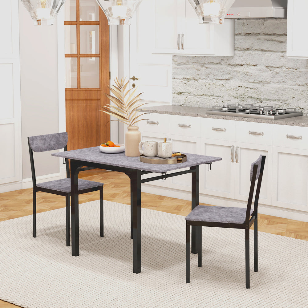 Folding table and chairs set for 2 people, grey