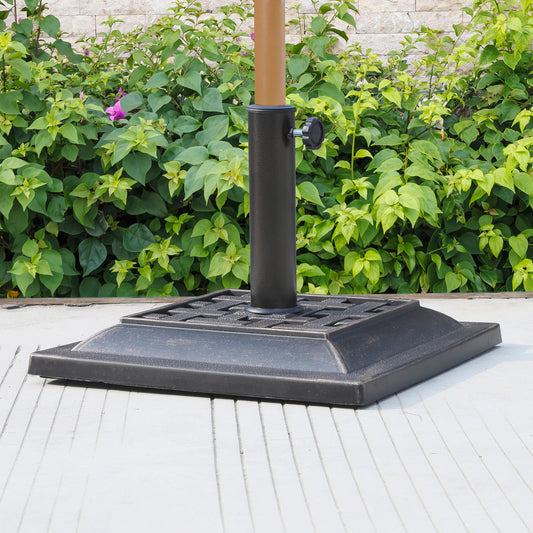 Support de parasol de patio en résine 20 lb avec base revêtue et poteau carré, Bronze