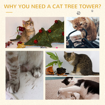 60-inch Cat Tree, Cat Bed, House &amp; Toys - Brown &amp; Beige