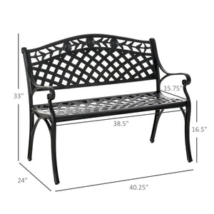 Banc de jardin d'extérieur avec cadre en aluminium et accoudoirs