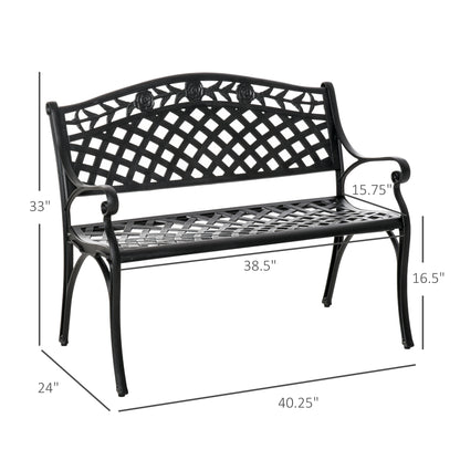 Banc de jardin d'extérieur avec cadre en aluminium et accoudoirs
